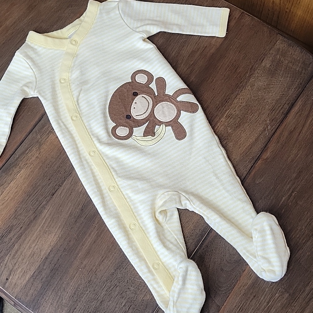 Gymboree 2010 SILLY MONKEY Appliqued Footed One-Piece Sz 0-3M